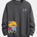 Graffiti Bear Print Relax Fit Crew Neck Sweatshirt & Jogging Pants Set