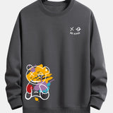 Graffiti Bear Print Relax Fit Crew Neck Sweatshirt & Jogging Pants Set