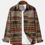 Long Sleeved Tribal Print Corduroy Shirt