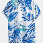 Tropical Leaves Print Shirt & Man Mid Length Drawstring Swim Shorts Set