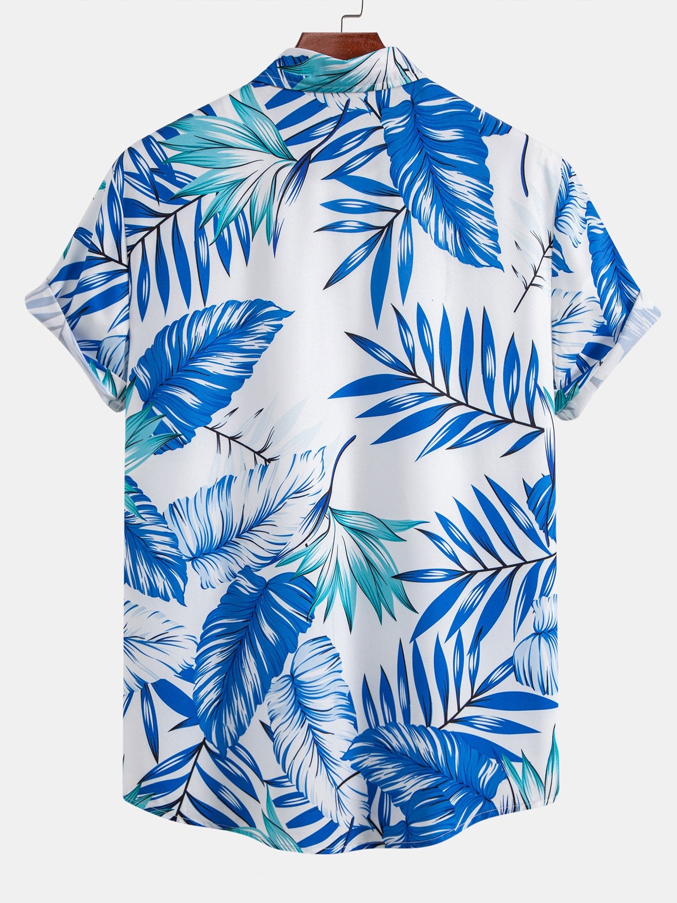 Tropical Leaves Print Button Up Shirt
