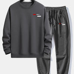 Paris Stripe Print Relax Fit Crew Neck Sweatshirt & Jogging Pants Set