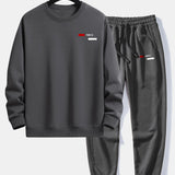 Paris Stripe Print Relax Fit Crew Neck Sweatshirt & Jogging Pants Set