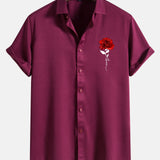 Rose Print Button Up Shirt