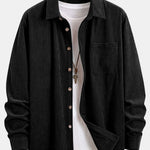 Corduroy Shirt & Drawstring Corduroy Cargo Jogger Pants Set