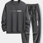 Balance Stripe Print Crew Neck Sweatshirt & Jogging Pants Set