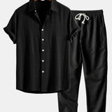 Linen Rayon Blend Shirt & Straight Leg Linen Pants Set