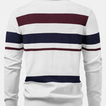 Long Sleeve Stripe Knit Polo Shirt & Slim Fit Tapered Trousers Set