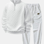 Checkerboard Jacquard Quarter Zip Sweatshirt & Jogger Pants Set