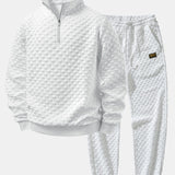 Checkerboard Jacquard Quarter Zip Sweatshirt & Jogger Pants Set