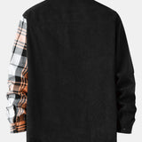 Long Sleeve Plaid Corduroy Patchwork Shirt