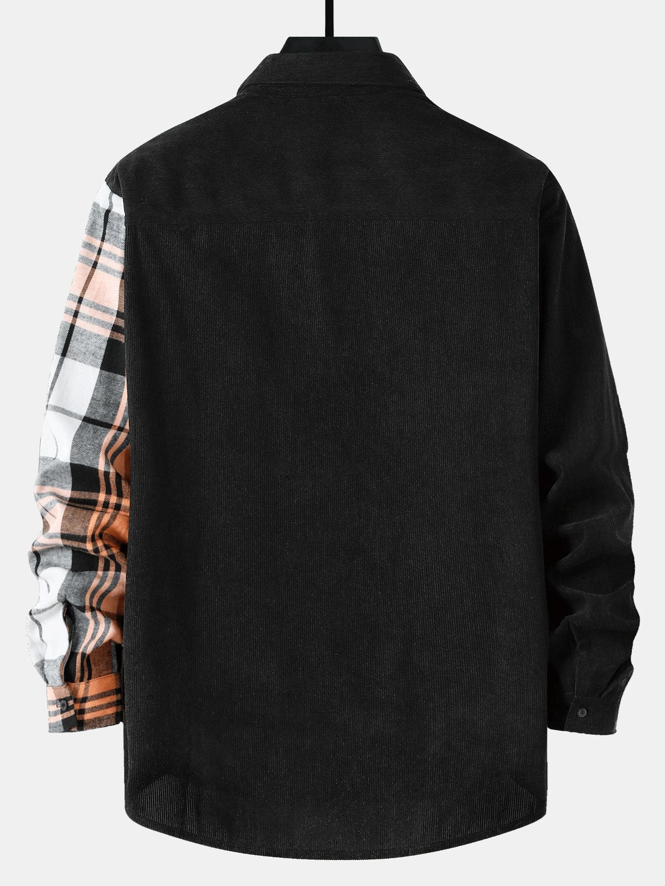 Long Sleeve Plaid Corduroy Patchwork Shirt