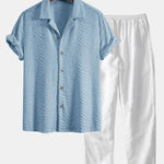 Animal Texture Terry Cuban Shirt & Straight Leg Linen Pants Set
