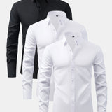 3 Pieces Long Sleeve Button Up Dress Shirt