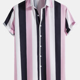 Wide Striped Print Button Up Shirt