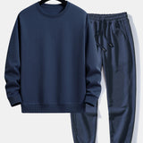 Basic Relax Fit Crew Neck Sweatshirt & Jogging Pants Set