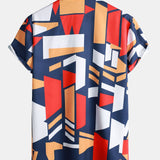 Geometry Print Shirt & Swim Shorts Set