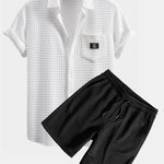 Short Sleeve Waffle Shirt & Waffle Drawstring Shorts Set