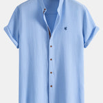 Short Sleeve Seersucker Shirt & Crinkle Textured Pants Set