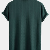 Muscle Fit Diamond Texture Cuban Shirt