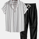 Linen Striped Shirt & Straight Leg Linen Pants Set