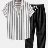 Linen Striped Shirt & Straight Leg Linen Pants Set