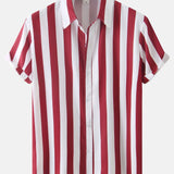 Stripe Print Shirt & Swim Shorts Set