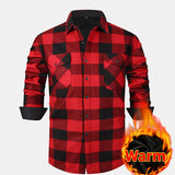 Flannel Fleece Lined Plaid Shirt with Pockets