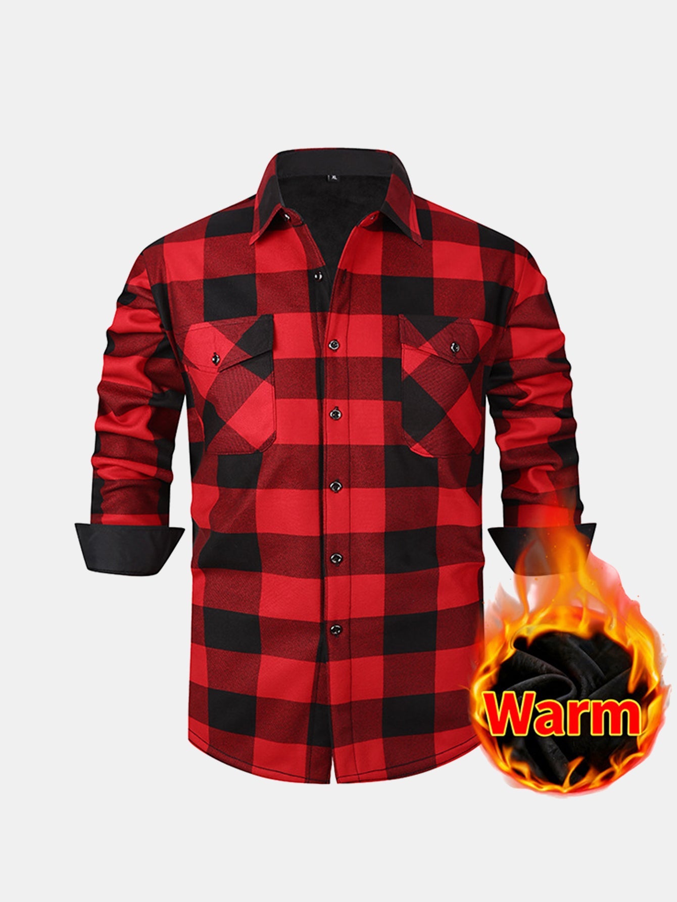 Flannel Fleece Lined Plaid Shirt with Pockets