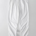 Short Sleeve Cotton Stripe Stand Collar Shirt & Linen Pants Set