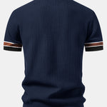 Contrast Stripe Trim Waffle Knit Polo & Slim Fit Tapered Trousers Set