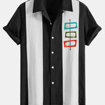 Atomic Print Linen Patchwork Bowling Shirt