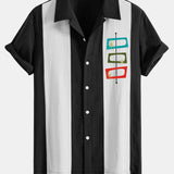 Atomic Print Linen Patchwork Bowling Shirt