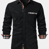 Corduroy Plaid Panel Button Up Shirt