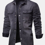 Washed Denim Overshirt with Pockets