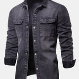 Washed Denim Overshirt with Pockets
