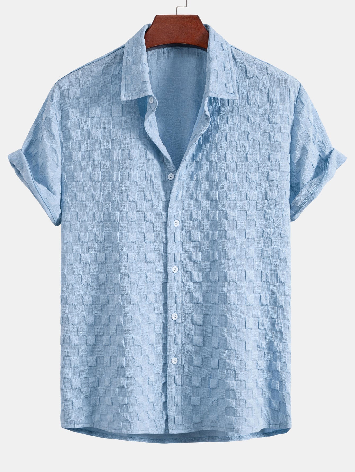 Checkerboard Textured Button Up Shirt