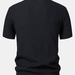 Wave Jacquard Knit V Neck Polo Shirt & Straight Leg Ribbed Pants Set