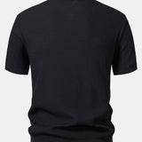 Wave Jacquard Knit V Neck Polo Shirt & Straight Leg Ribbed Pants Set