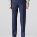 Contrast Trim Ribbed Knit Shirt & Slim Fit Tapered Trousers Set