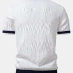Texture Contrast Knitted V Neck Polo Shirt & Cotton Chino Shorts Set