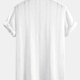 Geometry Rhombus Jacquard Shirt & Linen Blend Drawstring 7" Shorts Set