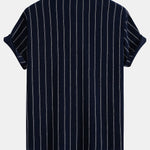 Stripe Textured Shirt & Straight Leg Linen Pants Set