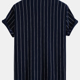 Stripe Textured Shirt & Straight Leg Linen Pants Set