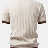 Contrast Textured Johnny Collar Polo & Slim Fit Tapered Trousers Set