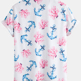 Coral Anchor Print Shirt & Swim Shorts Set