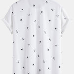 Palm Tree Anchor Sailboat Print Shirt & Swim Shorts Set