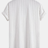 Linen Striped Shirt & Drawstring Shorts Set
