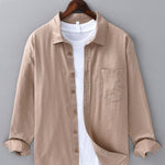 Long Sleeve Linen Cotton Shirt with Pocket