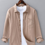 Long Sleeve Linen Cotton Shirt with Pocket